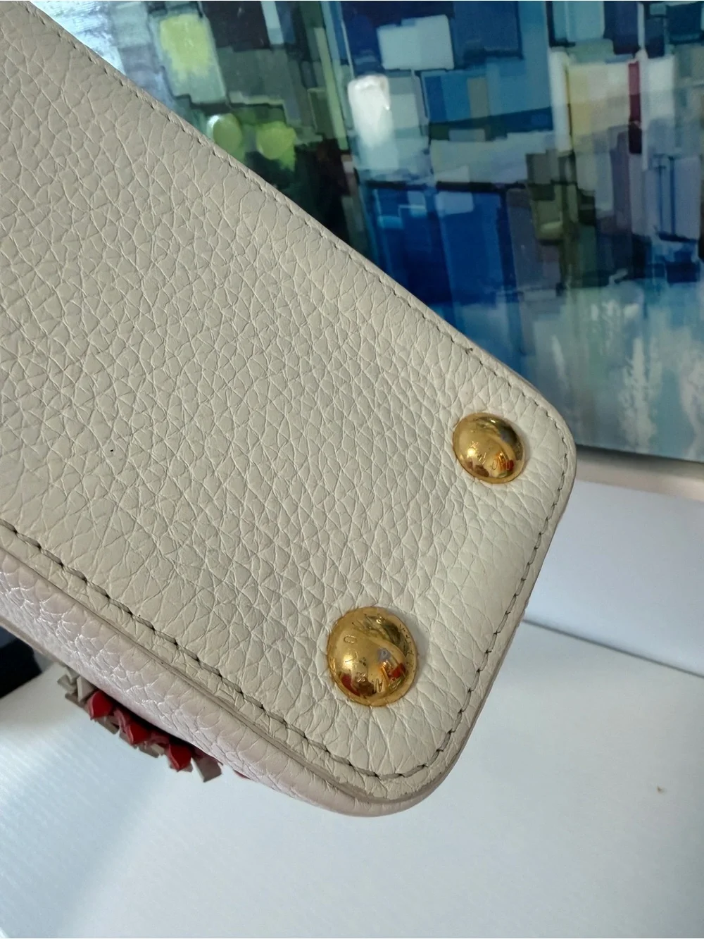 Limited Edition Louis Vuitton White Capucine with Pink Fringe and Gold Hardware